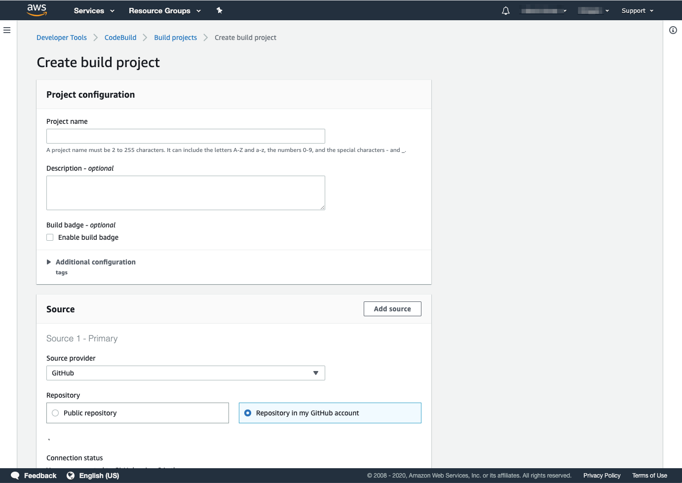AWS Create Project